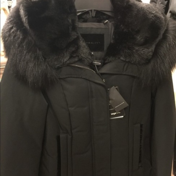 Dawn Levy Luka Black Fitted Parka with Velvet & Fur Trim - Picture 10 of 16